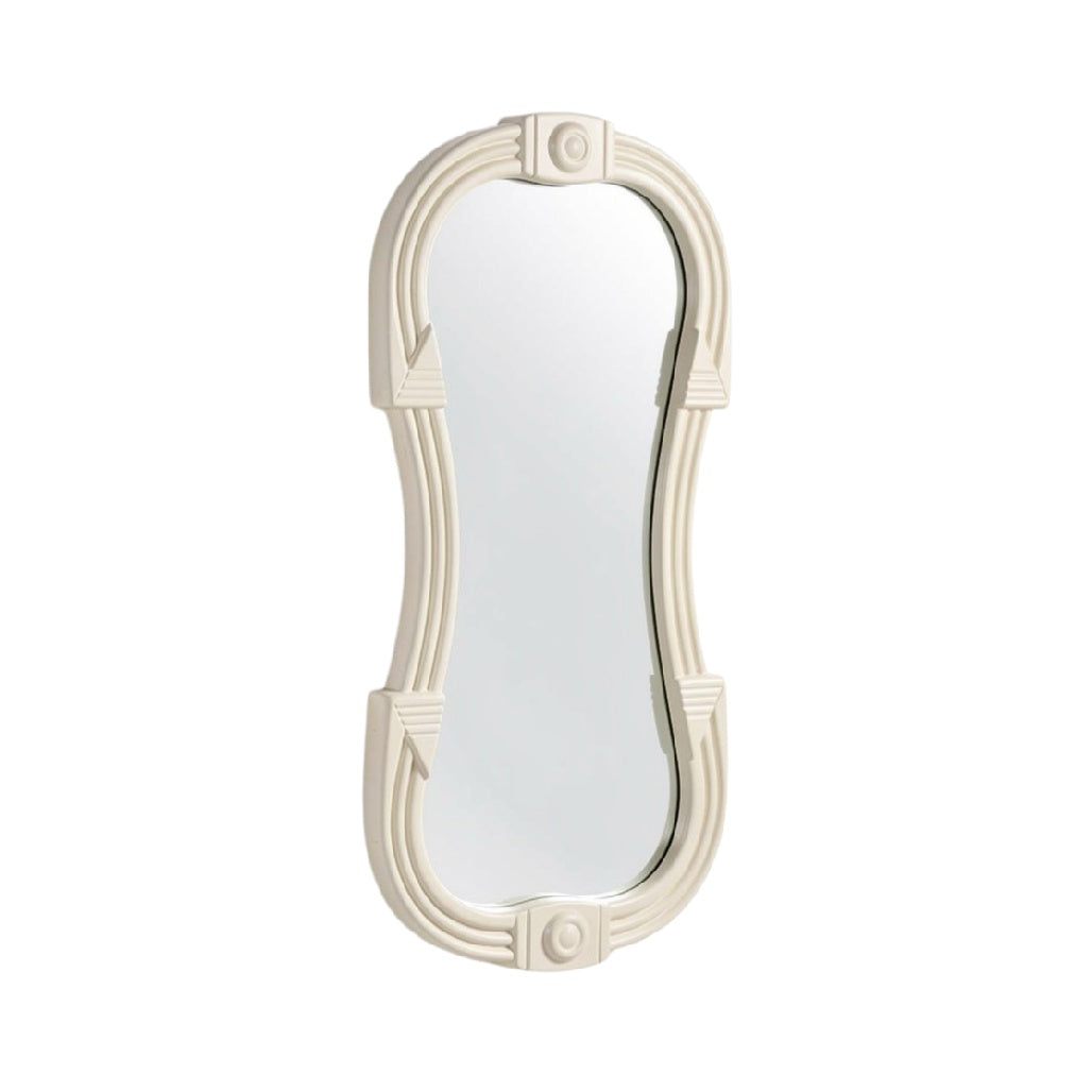 Art Deco-Inspired Wall Mirror: Elegant Curved Design with Textured Details